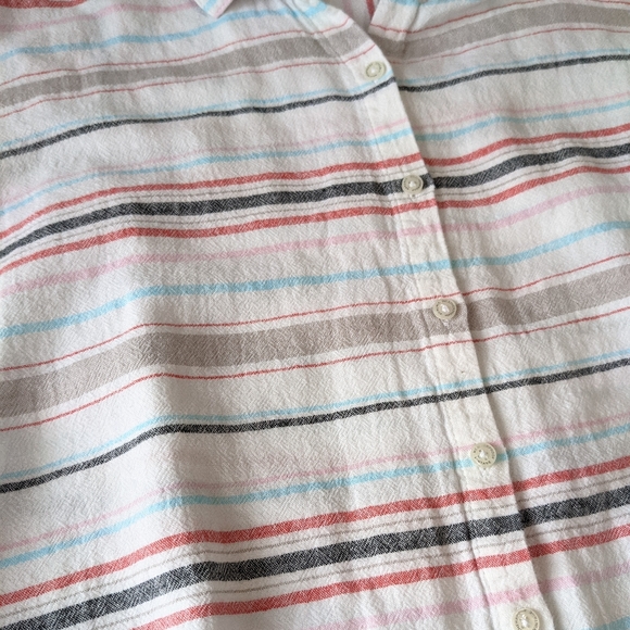 Weatherproof Vintage Linen Blend Short Sleeve Button Down Shirt knotted Front - Picture 7 of 11